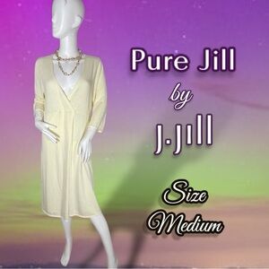Pure Jill by J. Jill NWT Women's V-Neck Linen Blend Cream Midi Dress Size Medium